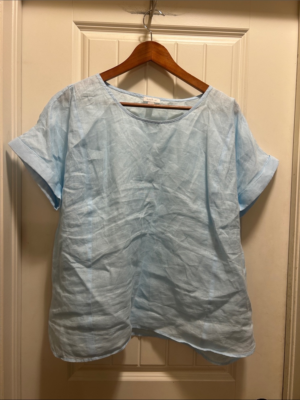 JJill light Blue Linen Scoop Neck shirt